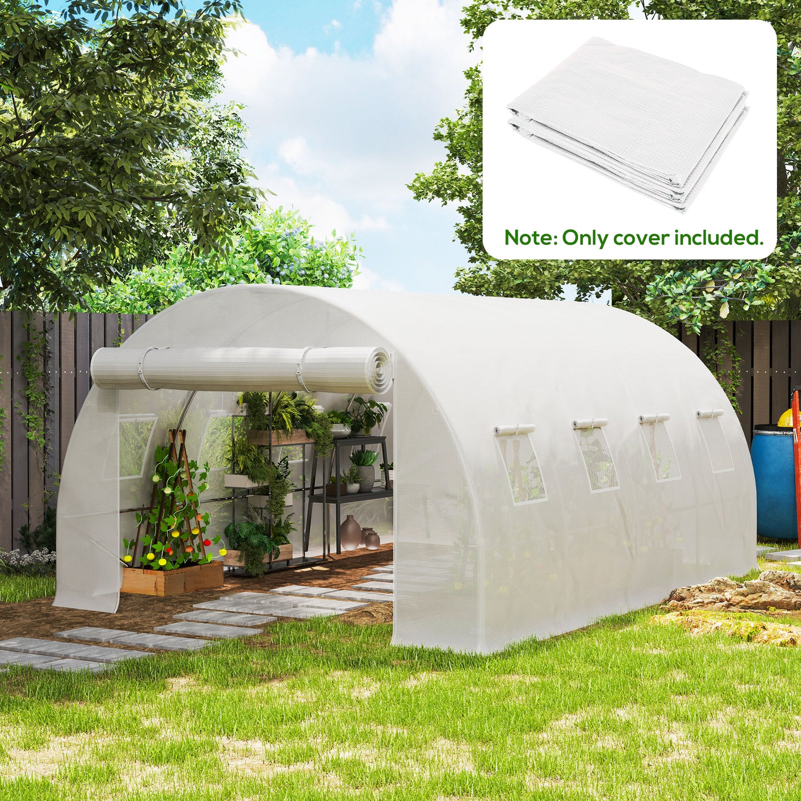 4 X 3 X 2m Greenhouse Replacement Cover | White