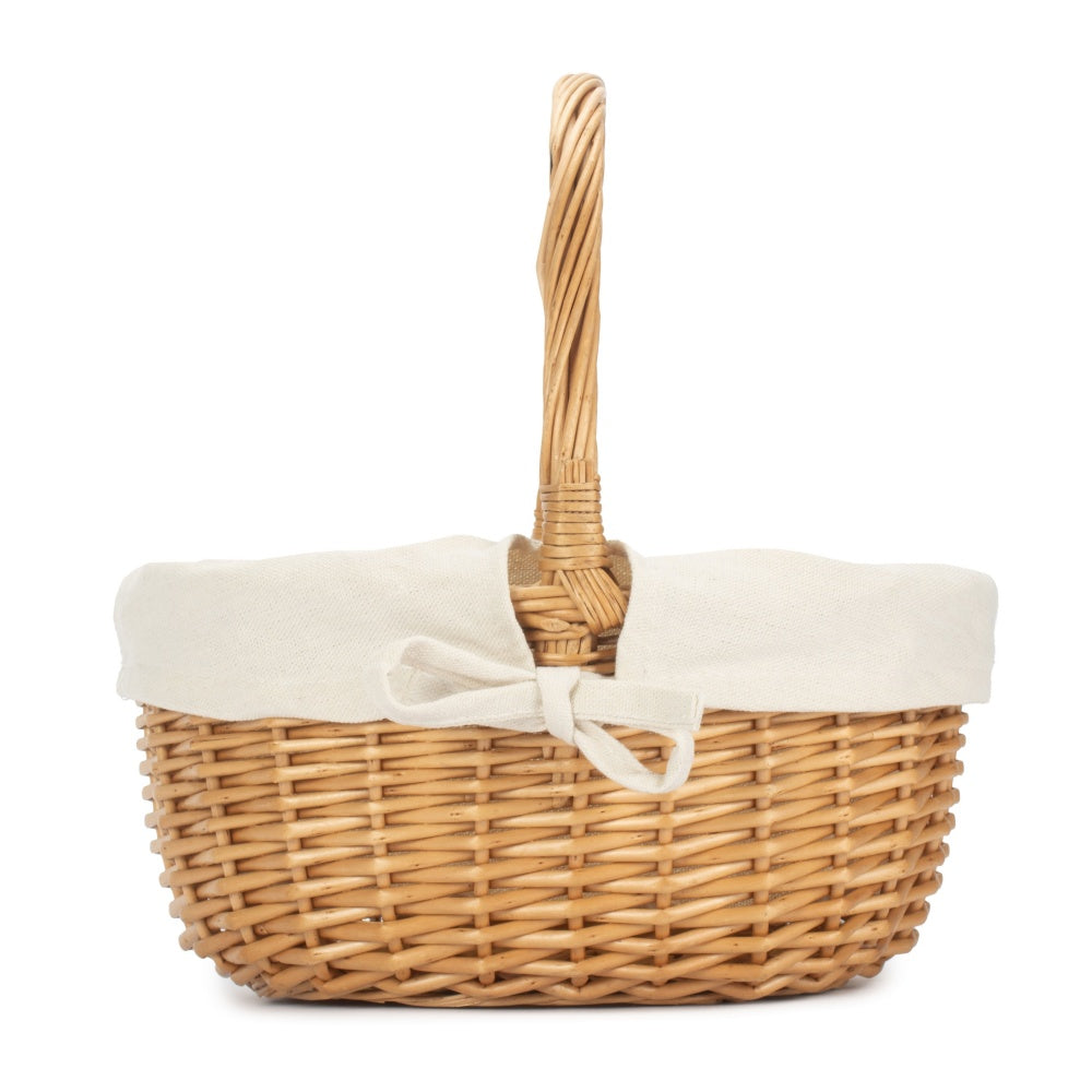 Wicker Shopping Basket Buff Willow Oval Shopper | White