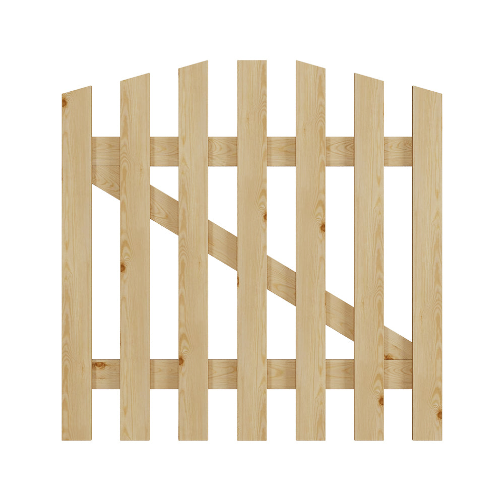90x90cm Rustic Spruce Wooden Garden Gate With Arch & Stainless Bolt Lock | 90cm x 90cm | Natural