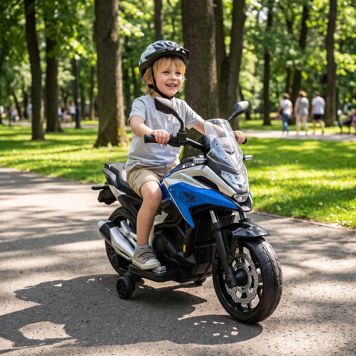 AIYAPLAY Licensed Honda 12v Kids Electric Motorbike W/ Training Wheels