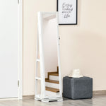 Jewelry Cabinet Full Length Mirror 360° Swivel Lockable | One Size | White