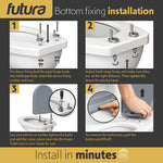 Toilet Seat Soft Close D Shape, Premium Thermoplastic, Quick Release, Top & Bottom Fixings | Grey