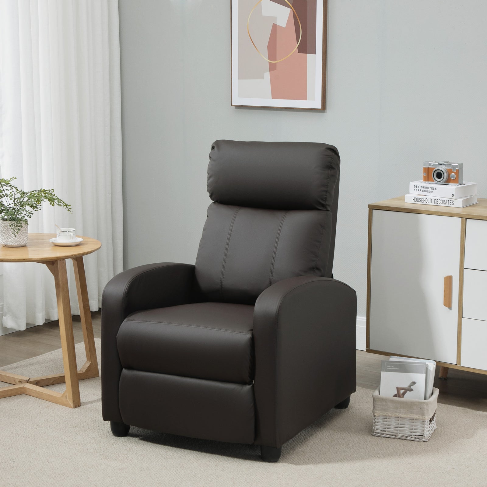 Recliner Sofa Chair Pu Leather Massage W/ Remote | Brown