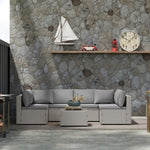 Outsunny 7 Piece Rattan Set, 6 Seater Corner Sofa