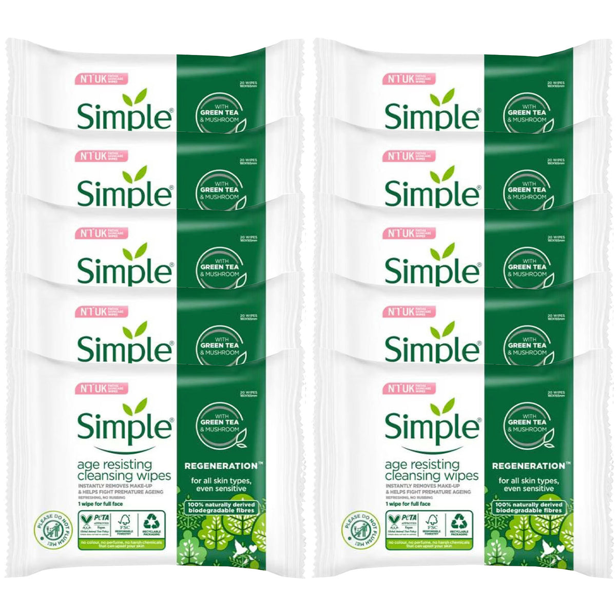 Wipes Regen Age Resist Bio, 20pcs, 10pk | Set of 10