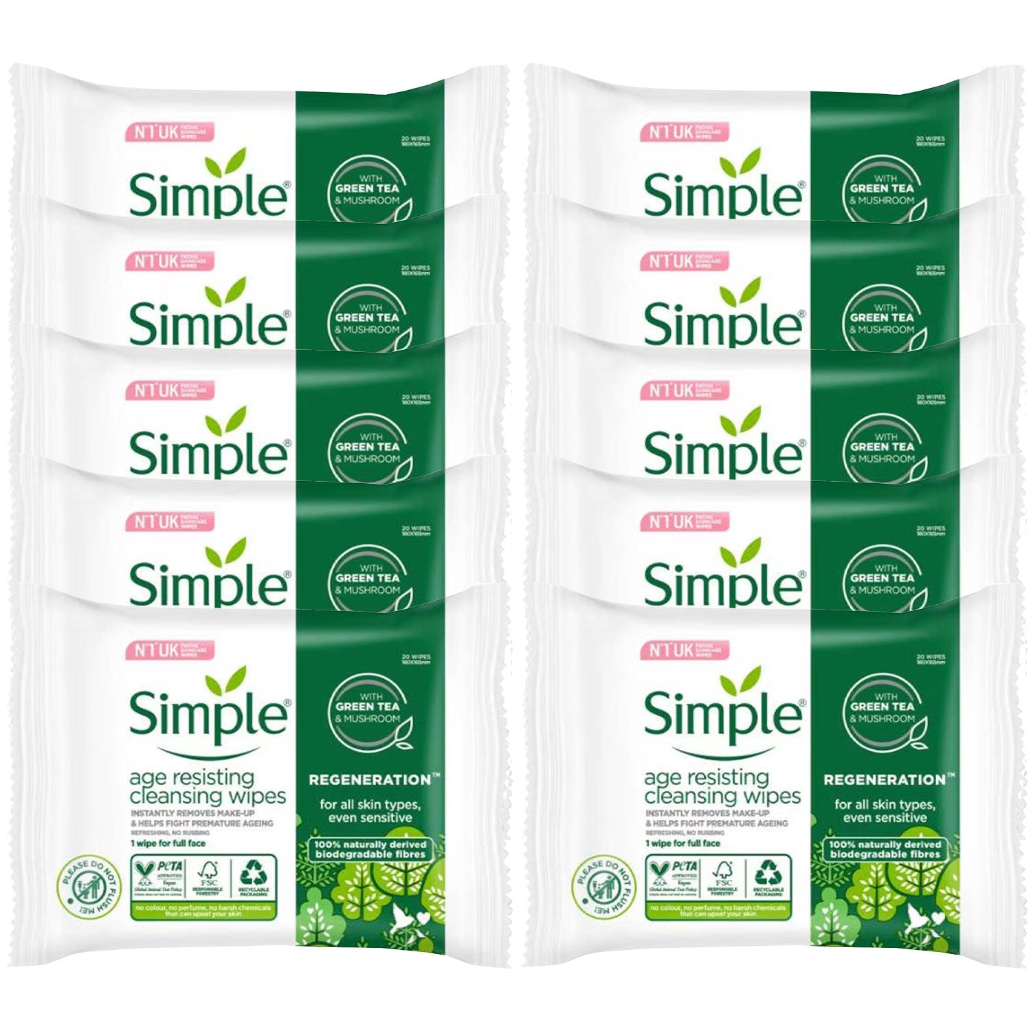 Wipes Regen Age Resist Bio, 20pcs, 10pk | Set of 10