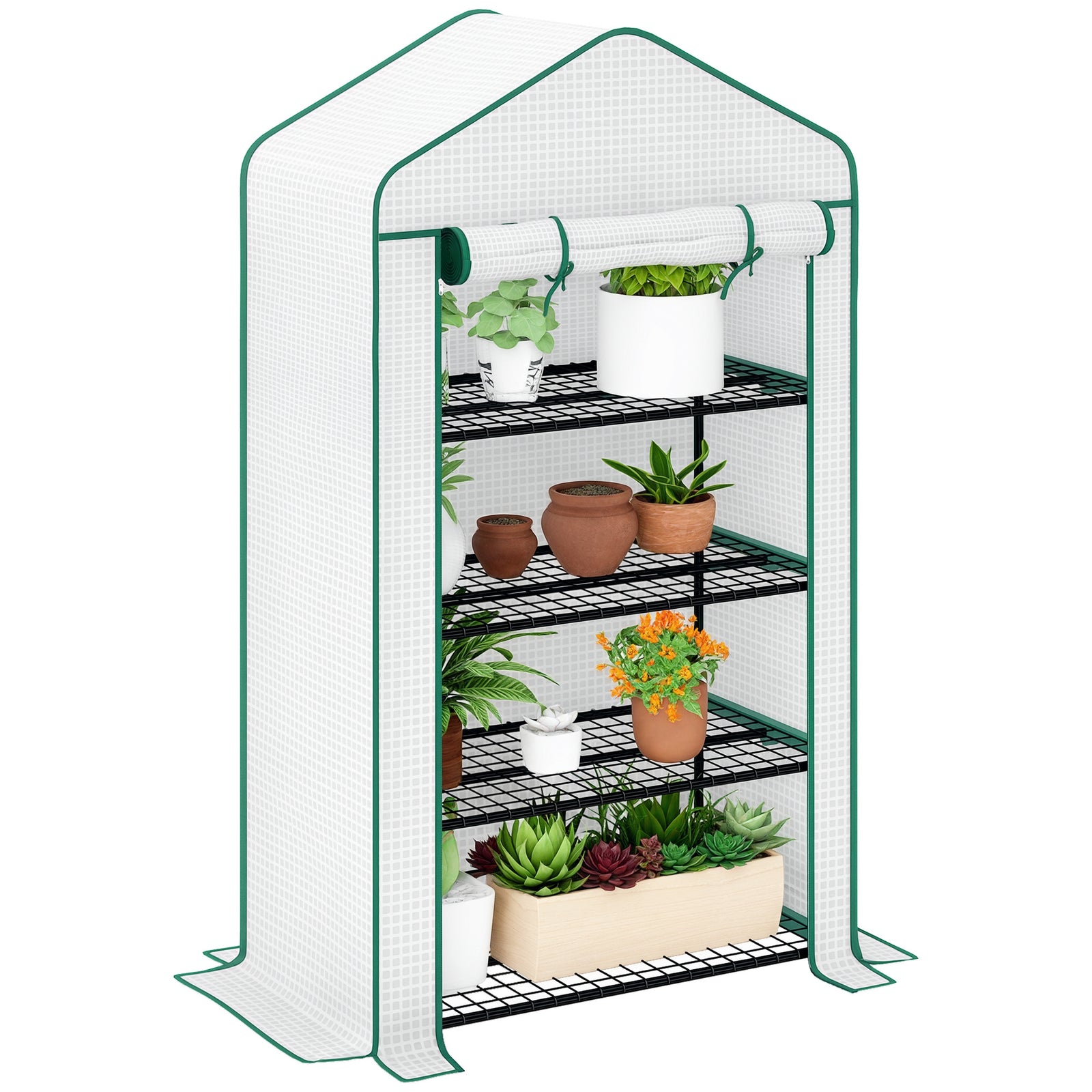 90 X 49 X 160cm Portable Mini Greenhouse With Shelves | White