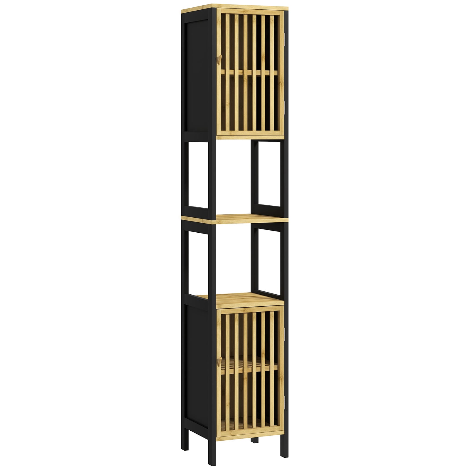 Tall Bathroom Cabinet Bamboo With Adjustable Shelves