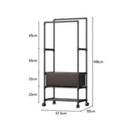 Double Rod Metal Clothes Rack On Wheels | Large | Black