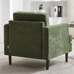 Mid-century Modern Single Sofa Chair –  Chenille Upholstery, High-density Foam, Walnut Legs, Comfortable Accent Chair