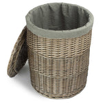 Antique Wash Round Linen Basket With Grey Sage Lining | Set-of-2