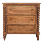 Solid Wood Spindle Chest, 3 Drawers, Light Brown
