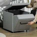 2 In 1 Dog Steps Ottoman, Pet Stairs For Small Medium Dogs And Cats Grey