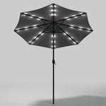 3m Outdoor Patio Parasol – Solar-powered Umbrella With 24 Led Lights, Tilt & Crank Handle, Without Base | One Size | Dark Gray