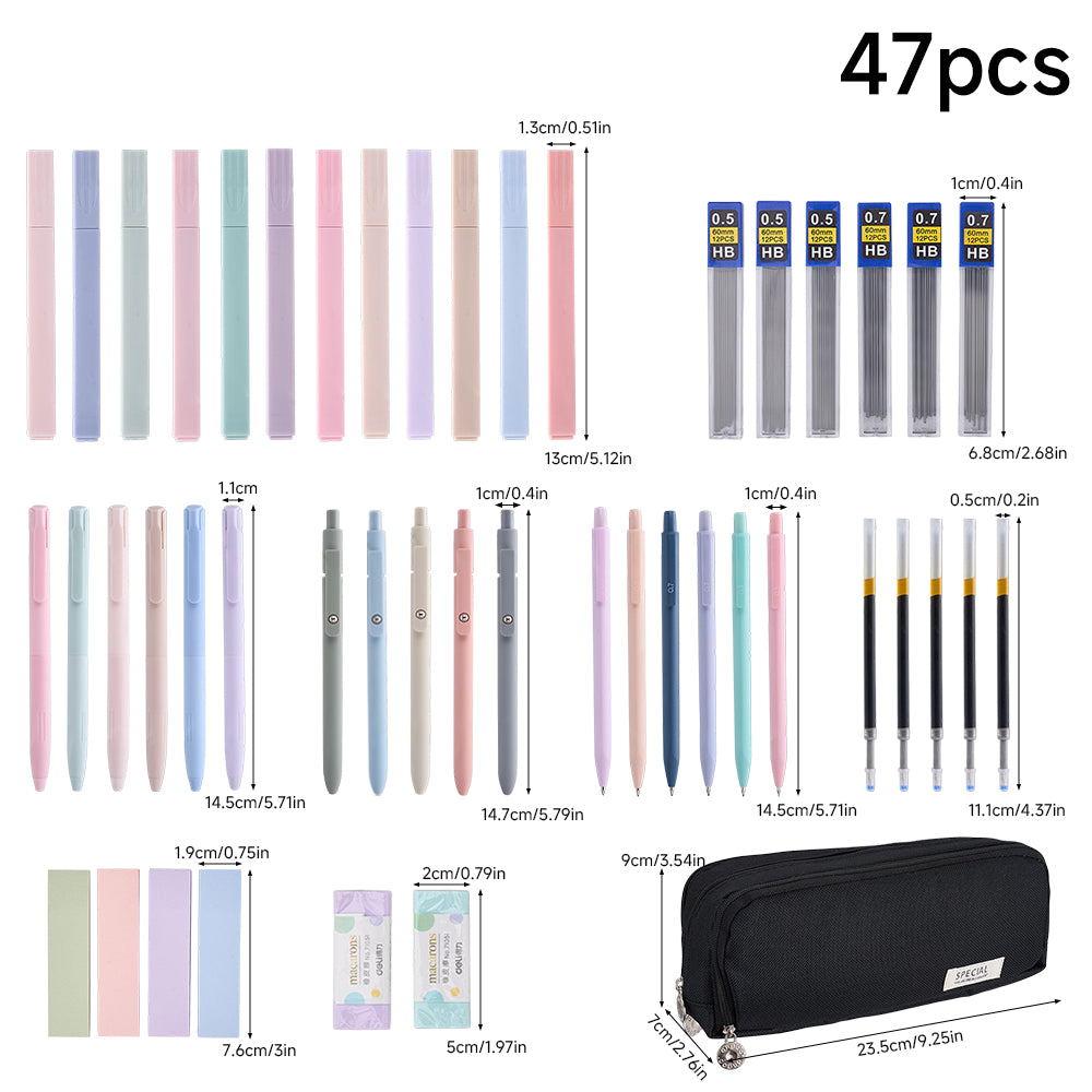 47pcs Stationery Set With Pencil Case | Black