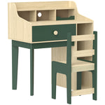 Aiyaplay Kids Desk And Chair Set With Storage Shelves, Drawer, Green