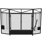 3 Panel Folding Fire Guard With Tool Doors Fire Screen