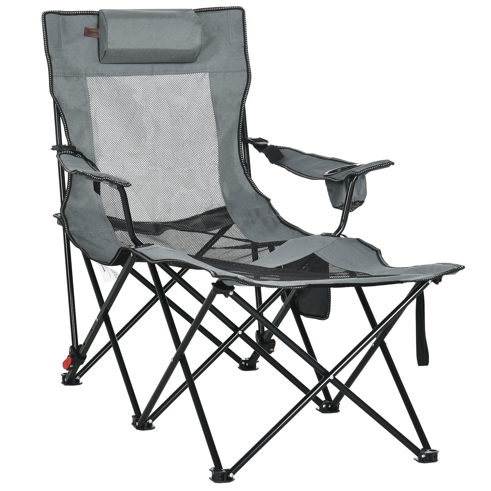 Foldable Camping Chair W/ Footrest, Adjustable Backrest, Bag