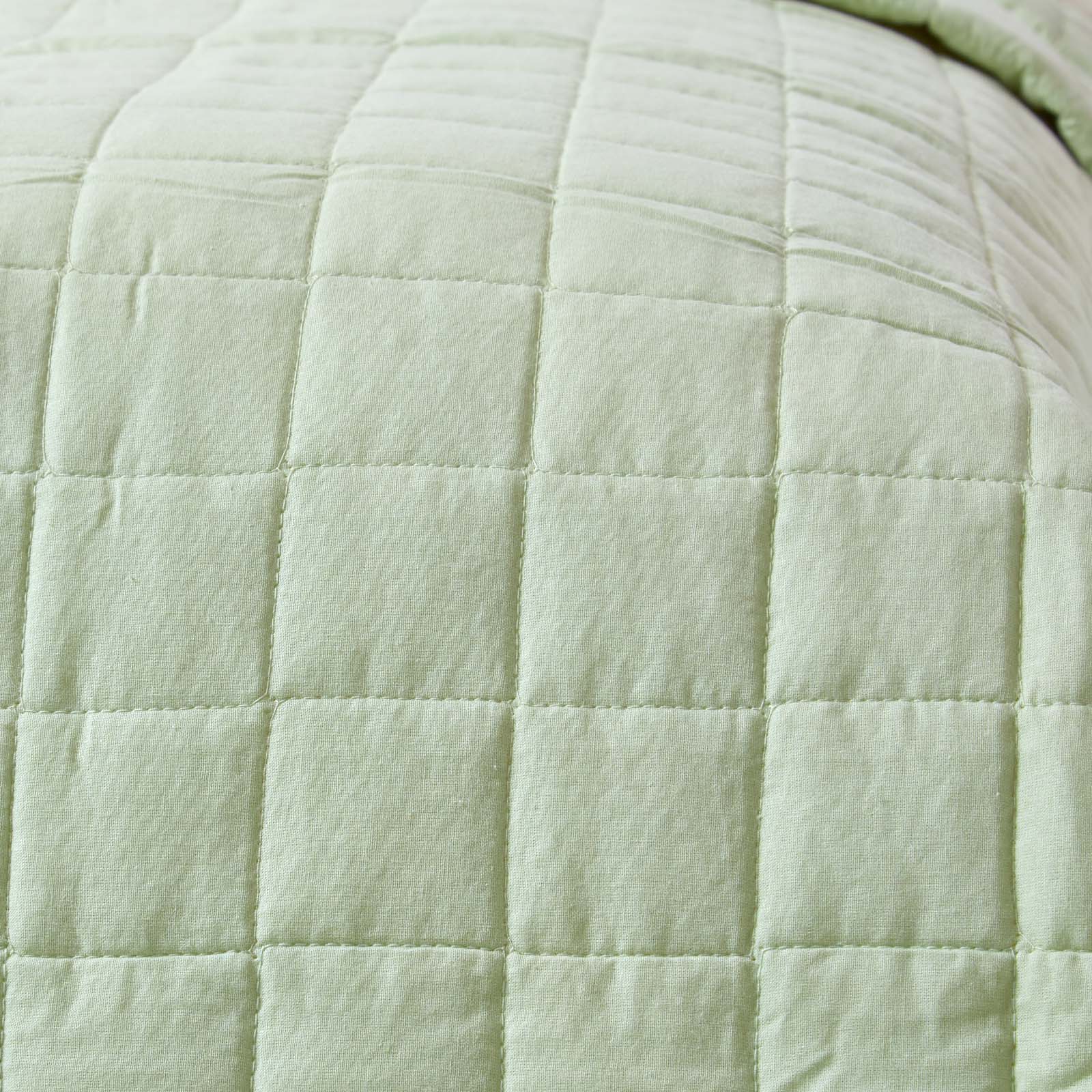 Cotton Quilted Reversible Bedspread | 230cm x 250cm | Sage Green
