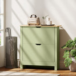12-shoe Storage Cabinet 4 Shelves 2 Drawers Tabletop | Green