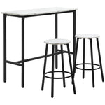 Bar Table Set For 2, Stools, Footrest, White