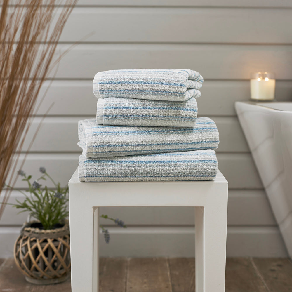 Didlington Stripe Supersoft 100% Cotton Towels | Bath Sheet | Blue