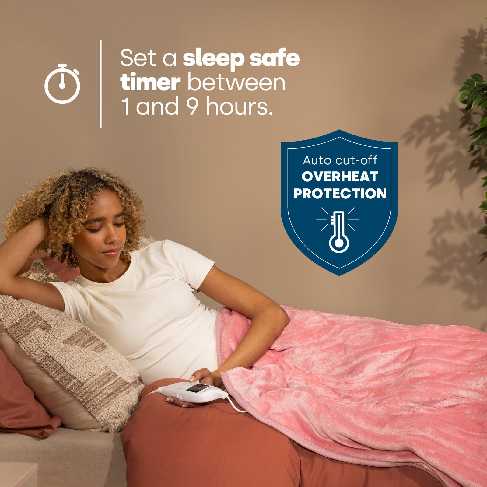 Electric Heated Throw Pink 160x120cm With Adjustable Heat Settings