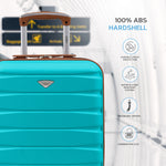 45x36x20cm Lightweight Underseat Cabin Carry On Suitcase - 100+ Airline Approved - Hard Shell Luggage - 4 Wheels | 45 x 36 x 20cm | Aqua