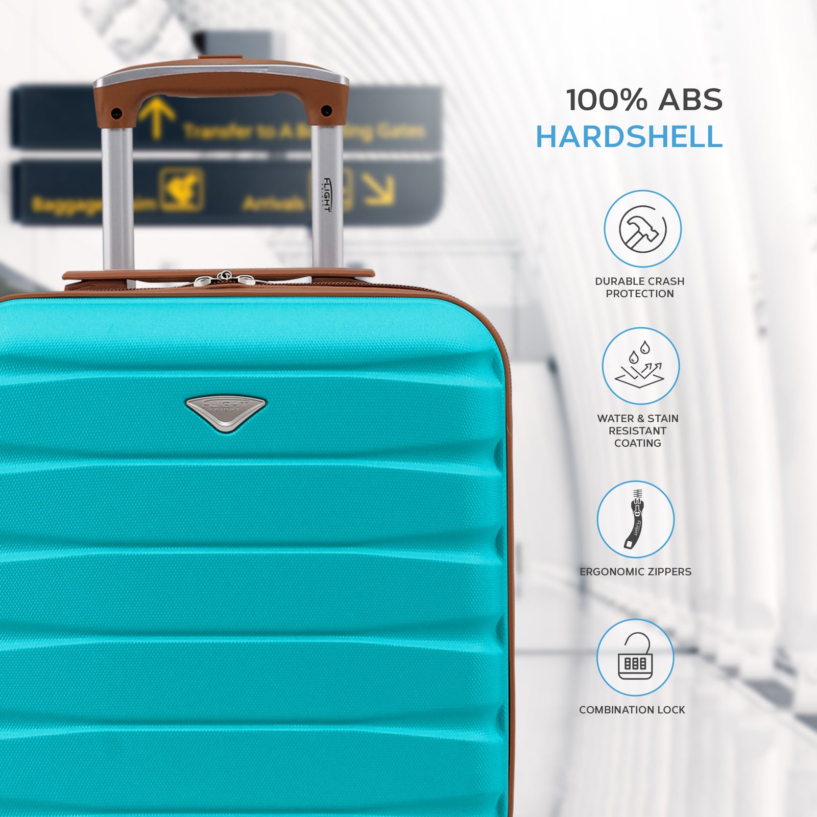45x36x20cm Lightweight Underseat Cabin Carry On Suitcase - 100+ Airline Approved - Hard Shell Luggage - 4 Wheels | 45 x 36 x 20cm | Aqua