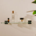 Glass Bathroom Shelf Organizer 40cm Self-adhesive Black Stick Collection