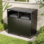Double Wheelie Bin Storage Shed – Galvanized Steel Rubbish Bin Store For With Lockable Door & Lift-up Lids