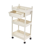 3/4-tier Rolling Storage Cart With Drawer Cream White Utility Trolley With Wheels | Small | Cream
