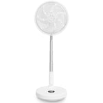 13.5'' Pedestal Fan With Remote Control - Oscillating & Portable Foldable Height Adjustable Cooling Led Display 12 Speed Turbo Quiet Circulation For Bedroom, Homes Office | Snow