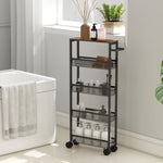 HOMCOM Rolling Kitchen Trolley, Slim Storage Cart With Metal Frame, Handle