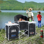 Outsunny Folding Camping Kitchen Cabinet Picnic Table Cupboard