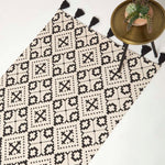 Reva Black & White Cotton Geometric Rug | 150cm x 95cm | Black & White
