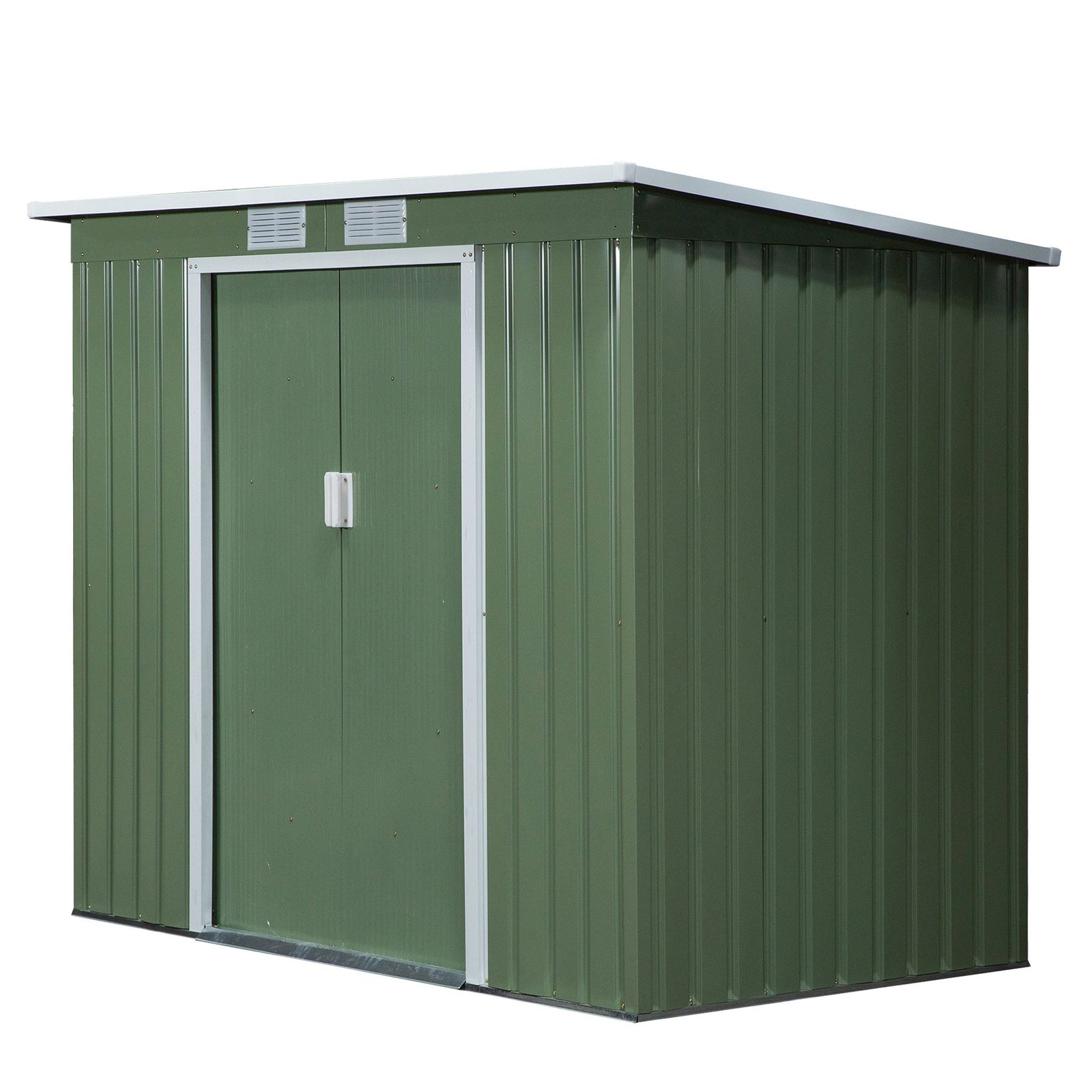 Metal Garden Storage Shed With Double Door And Ventilation | Green