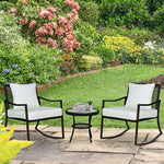 3-piece Rocking Bistro Set, Rattan Wicker, Brown