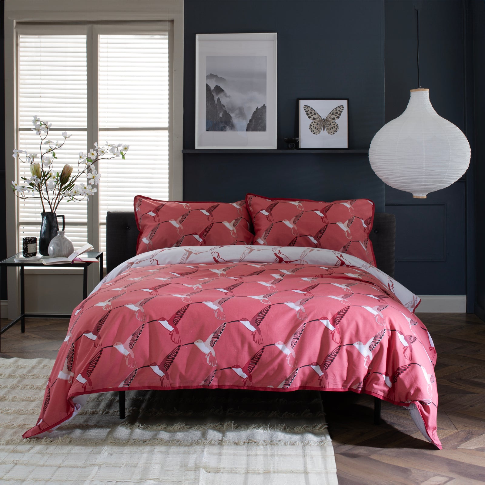 Hummingbird Deluxe Thread Count Cotton Duvet Cover Set | Double | Pink