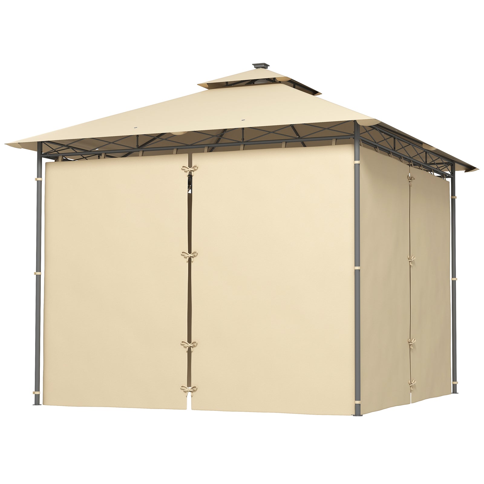 3x3m Garden Gazebo, Double Roof | Beige
