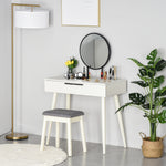 Dressing Table Vanity Set Make Up Desk With Round Mirror