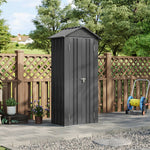 Metal Garden Storage Cabinet 2.7×1.9 Ft Apex Roof Shed With Adjustable 2 Shelves &  Lockable Double Doors | Grey