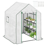 Walk-in Greenhouse W/ 4/8 Shelves, Outdoor Small Greenhouse | Large | White