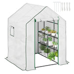 Walk-in Greenhouse W/ 4/8 Shelves, Outdoor Small Greenhouse | Large | White