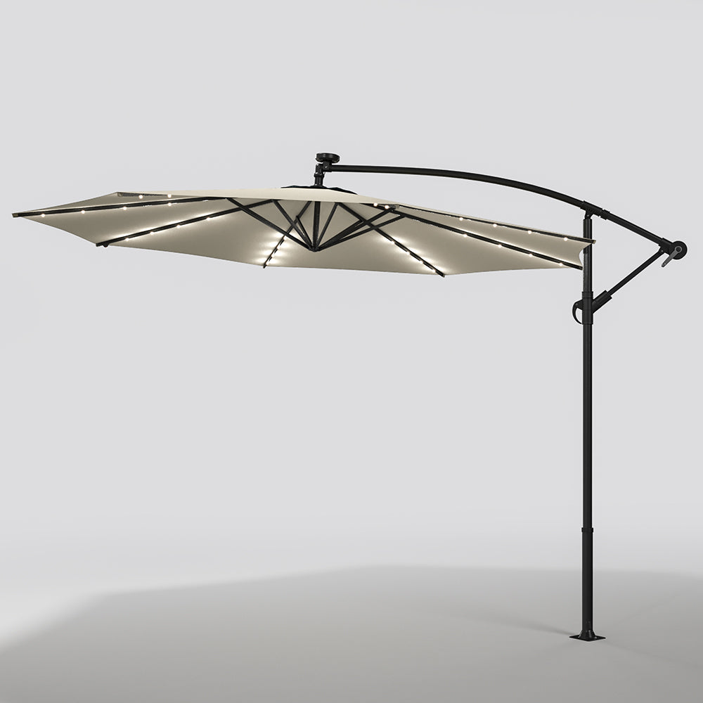 Outdoor 32 LED Lighted Patio Umbrella with Crank Lift System