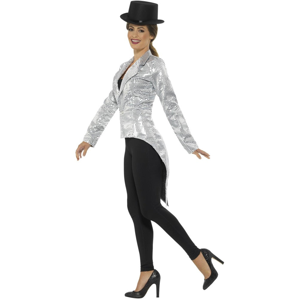 Sequin Tailcoat Jacket, Ladies | Medium | Silver