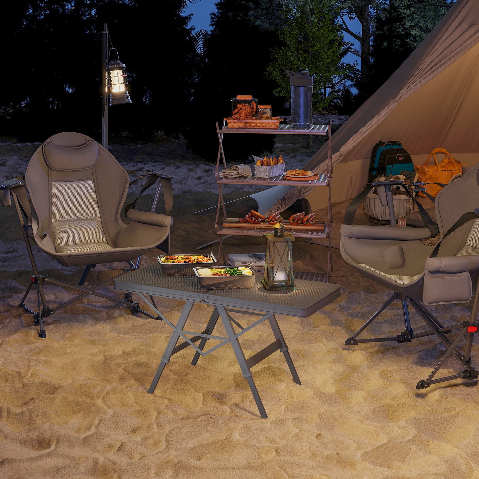 3ft Adjustable Camping Table, Black