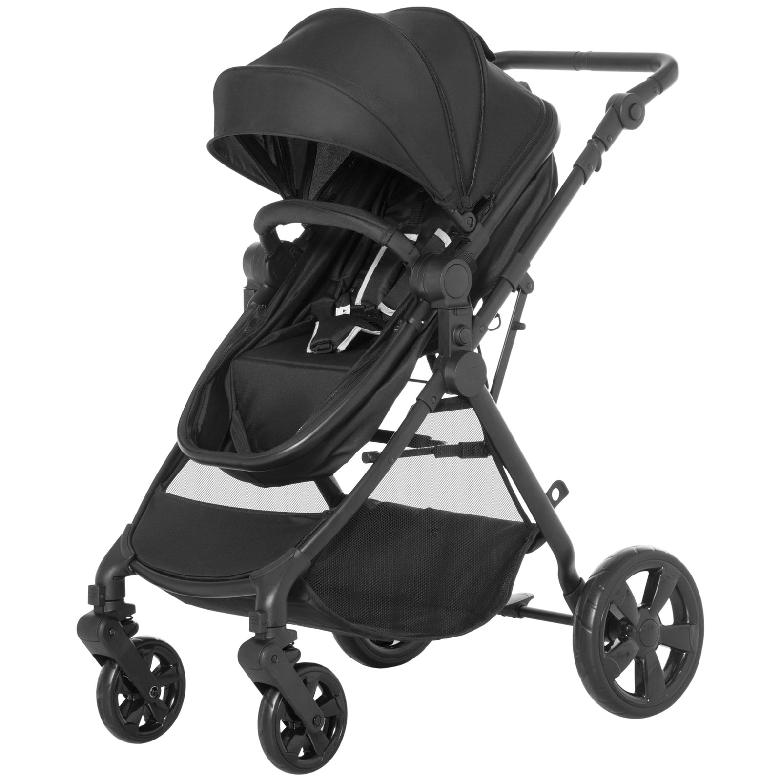 2 In 1 Pushchair Stroller W/ Reversible Seat Single Hand Foldable | Black