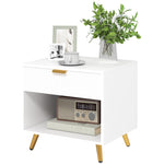 Small Table With Drawer, Open Compartment And Handle | One Size | White