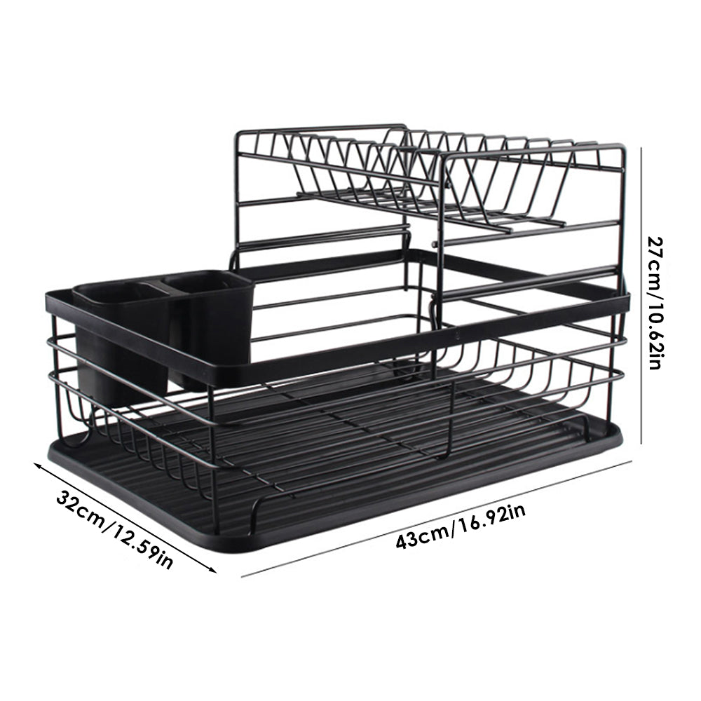2-tier Metal Kitchen Dish Drainer Rack | Black